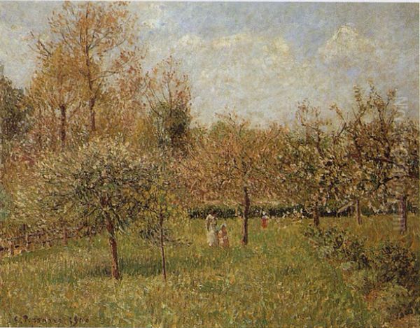Spring at Eragny Oil Painting by Camille Pissarro