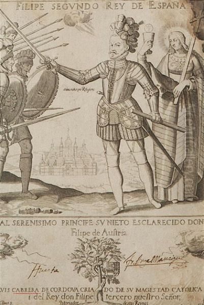 Filippo Segundo Rey De Espana Oil Painting by Perret Y Luis Cabrera