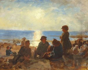 Fishermen at the beach. Bretagne, France.