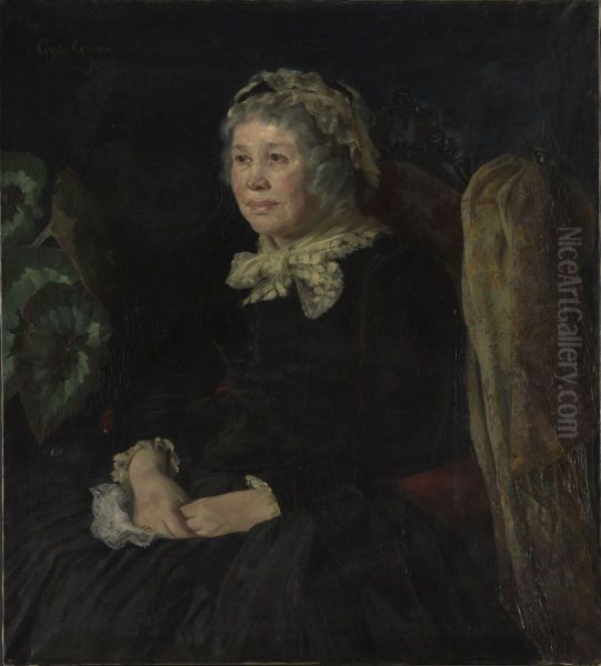 Portrett av eldre dame Oil Painting by Gyda Gram