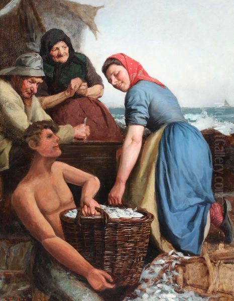 Fangsten ordnes Oil Painting by Laurits Tuxen