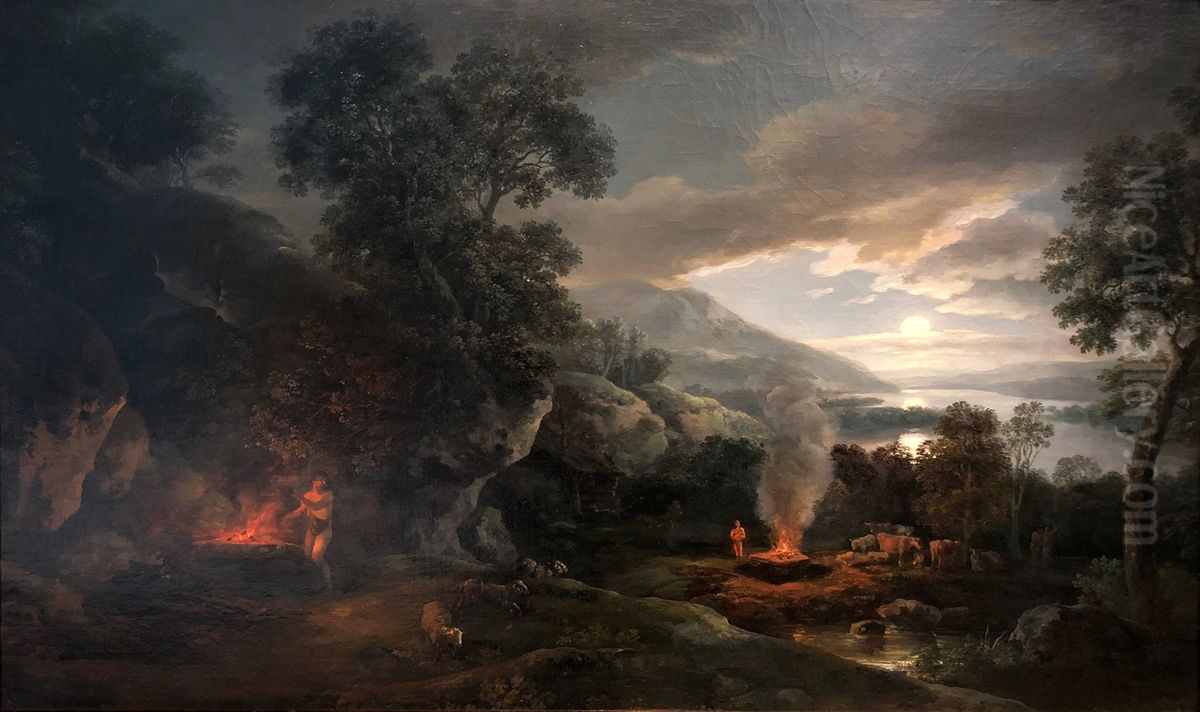 Cain And Abel Bringing Their Sacrifices Oil Painting by Joseph Vernet