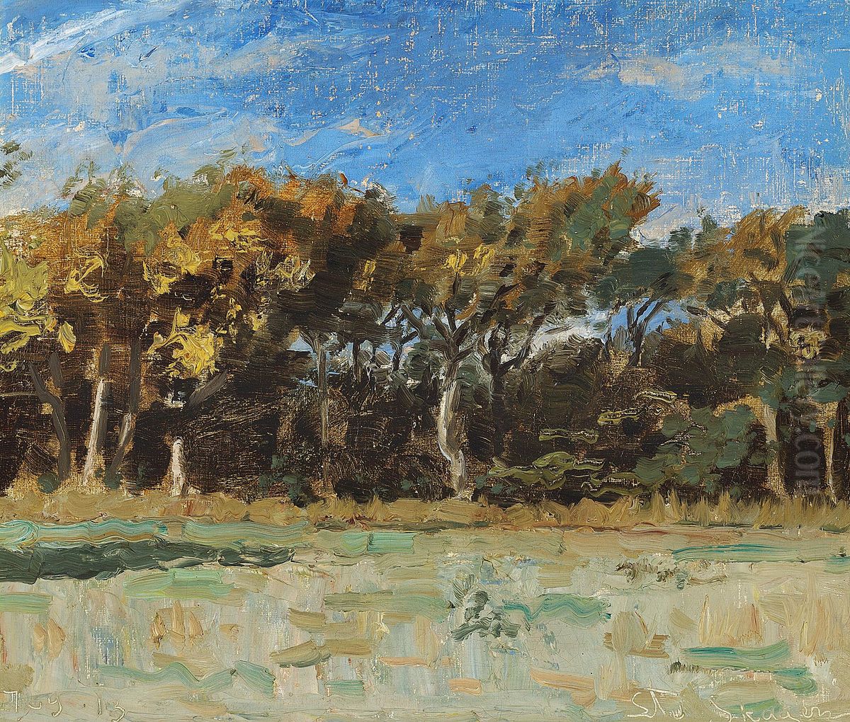 At the edge of Skagen Plantage. Oil Painting by Laurits Tuxen