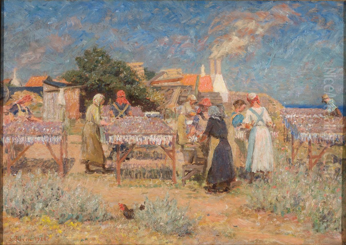 Silden soltorres. Gudhjem. Oil Painting by Laurits Tuxen