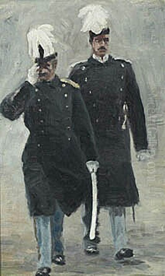 King Frederik VIII and Crown Prince Christian. Oil Painting by Laurits Tuxen