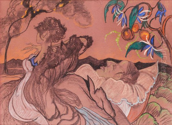 Death of the beloved Oil Painting by Stanislaw Ignacy Witkiewicz