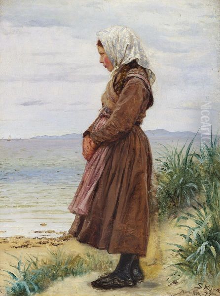En Pige ved Stranden. Hornbaek. Oil Painting by Peder Severin Kroyer
