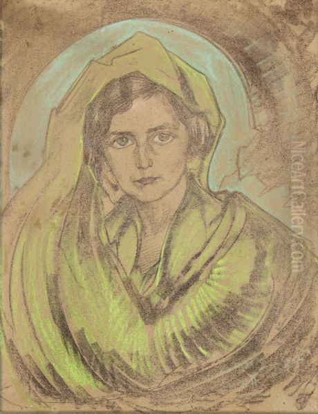 Portrait of Gertruda Jastrzebska Oil Painting by Stanislaw Ignacy Witkiewicz