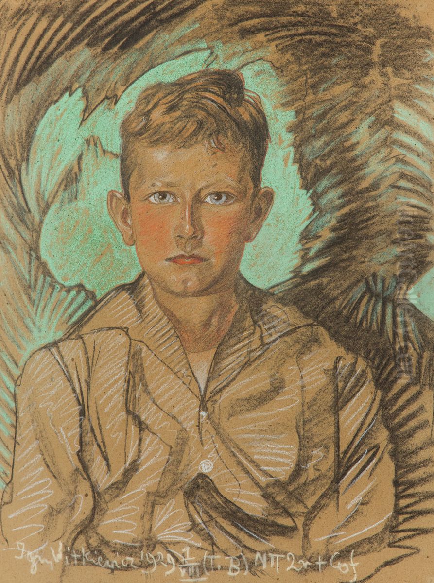 Portrait of Jerzy Glass as a boy Oil Painting by Stanislaw Ignacy Witkiewicz (Witkacy)