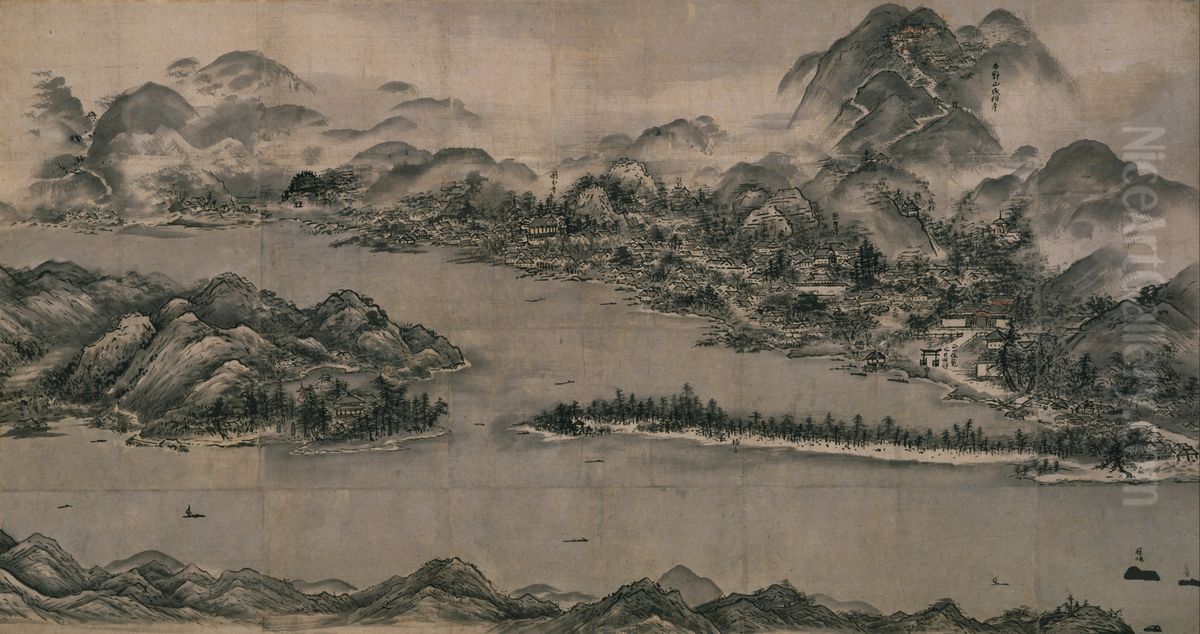 View of Ama-no-Hashidate Oil Painting by Sesshu Toya