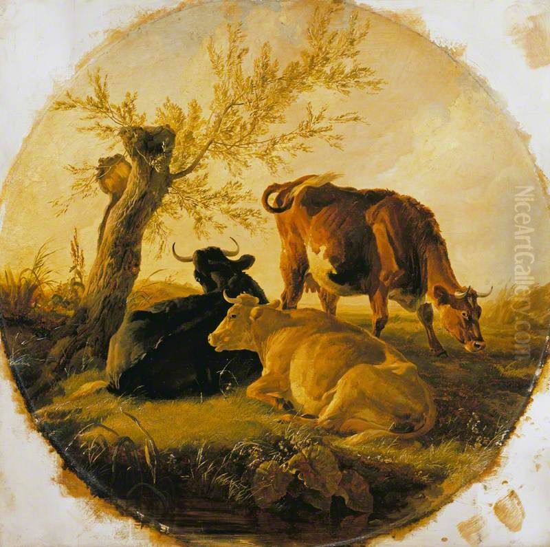 An Evening Scene Oil Painting by Thomas Sidney Cooper