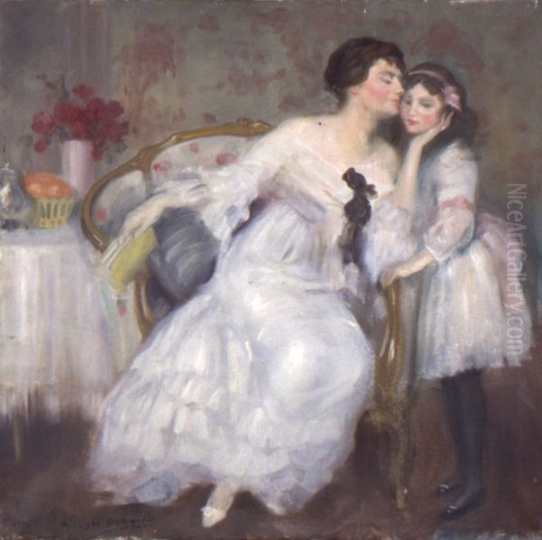 Mere et enfant Oil Painting by Henry Caro-Delvaille