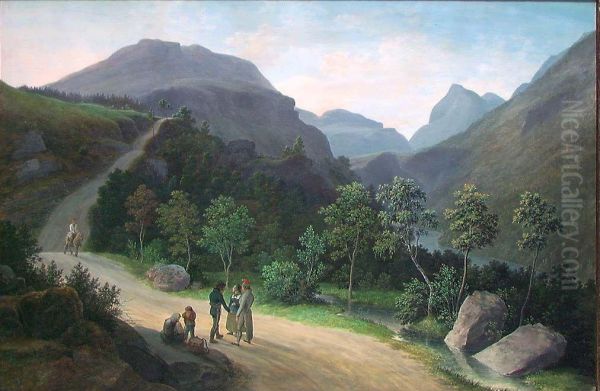 Varstigen over Dovre Oil Painting by Johannes Flintoe