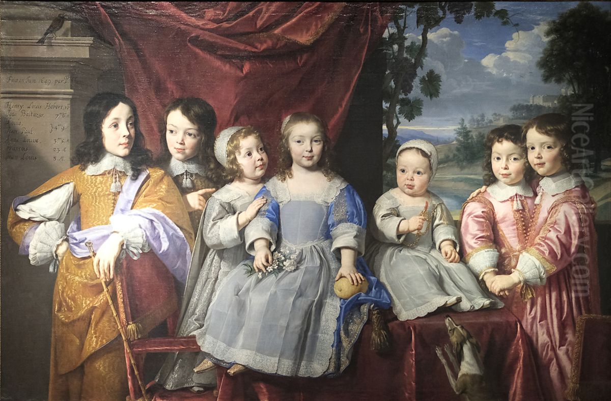 Les enfants Habert de Montmort Oil Painting by Philippe de Champaigne