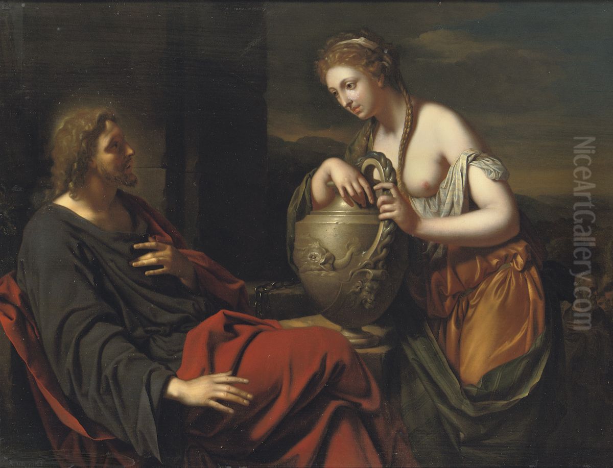 Christ and the woman from Samaria at the well Oil Painting by Adriaen Van Der Werff