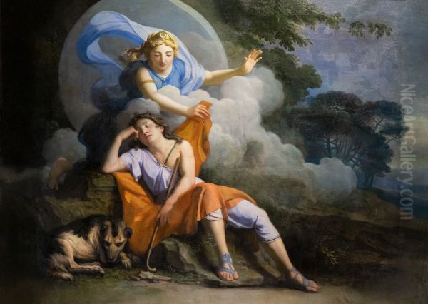 Rene-Antoine Houasse - Diane et Endymion Oil Painting by Rene-Antoine Houasse