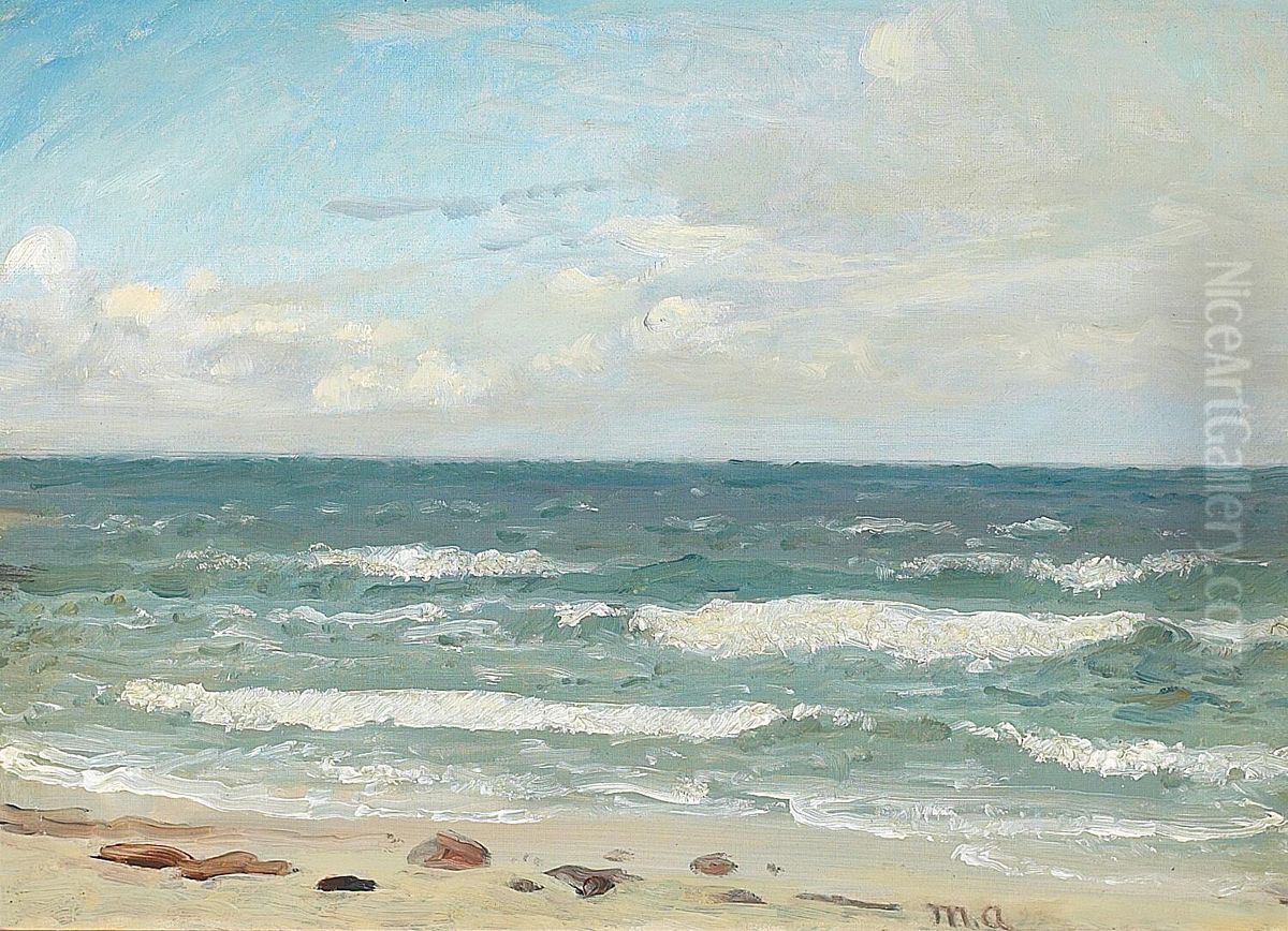 Surf. Oil Painting by Michael Peter Ancher