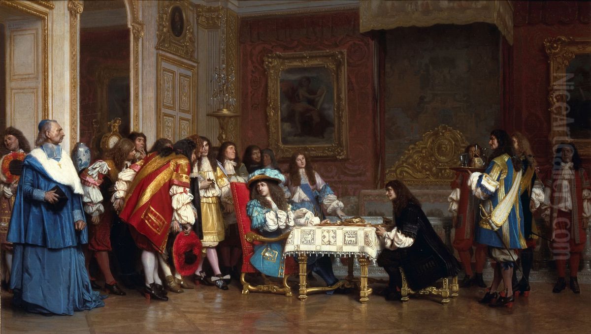 Louis XIV and Moliere Oil Painting by Jean-Leon Gerome