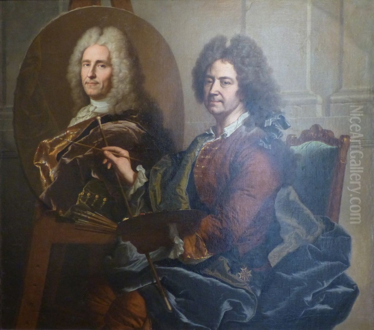 Hyacinthe Rigaud peignant le portrait de Francois de Castagnier Oil Painting by Hyacinthe Rigaud