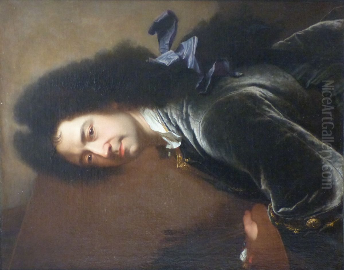 Self Portrait with Black Cord Oil Painting by Hyacinthe Rigaud