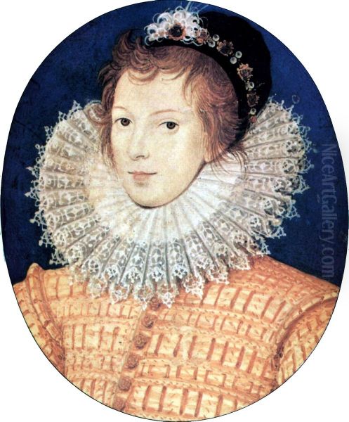 Portrait miniature of an unknown youth in yellow Oil Painting by Nicholas Hilliard