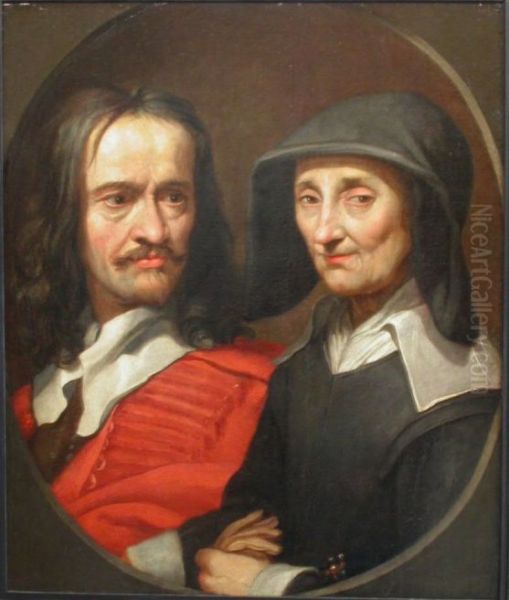 Autoportrait avec sa mere Oil Painting by Jacques Stella