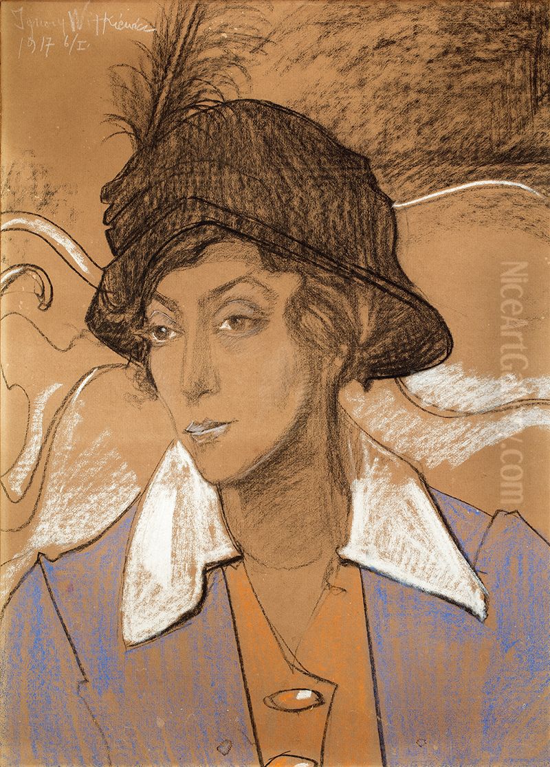 Portrait of Wanda Maria Skarzynska, nee Romm Oil Painting by Stanislaw Ignacy Witkiewicz (Witkacy)