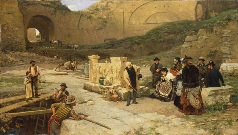 Excavations in Rome Oil Painting by Ferdinand Heilbuth