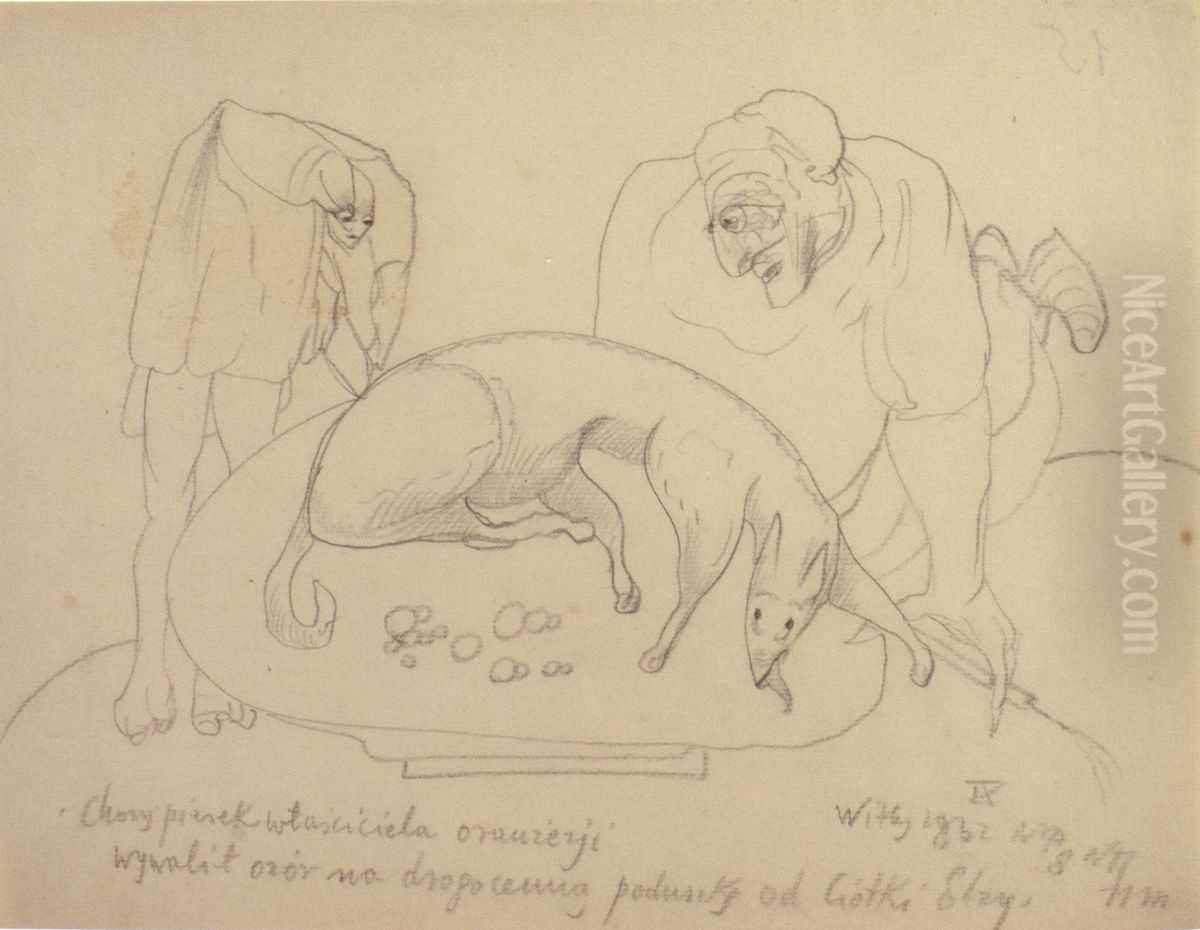 Chory piesek... Oil Painting by Stanislaw Ignacy Witkiewicz (Witkacy)