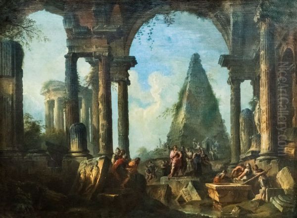 Alexandre le grand devant le tombeau d'Achille Oil Painting by Giovanni Paolo Panini
