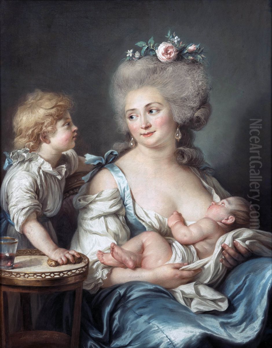 Portrait of Madame Charles Mitoire with Her Children Oil Painting by Adelaide Labille-Guiard