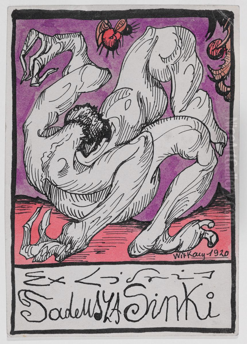 Ex Libris Tadeusza Sinki Oil Painting by Stanislaw Ignacy Witkiewicz (Witkacy)