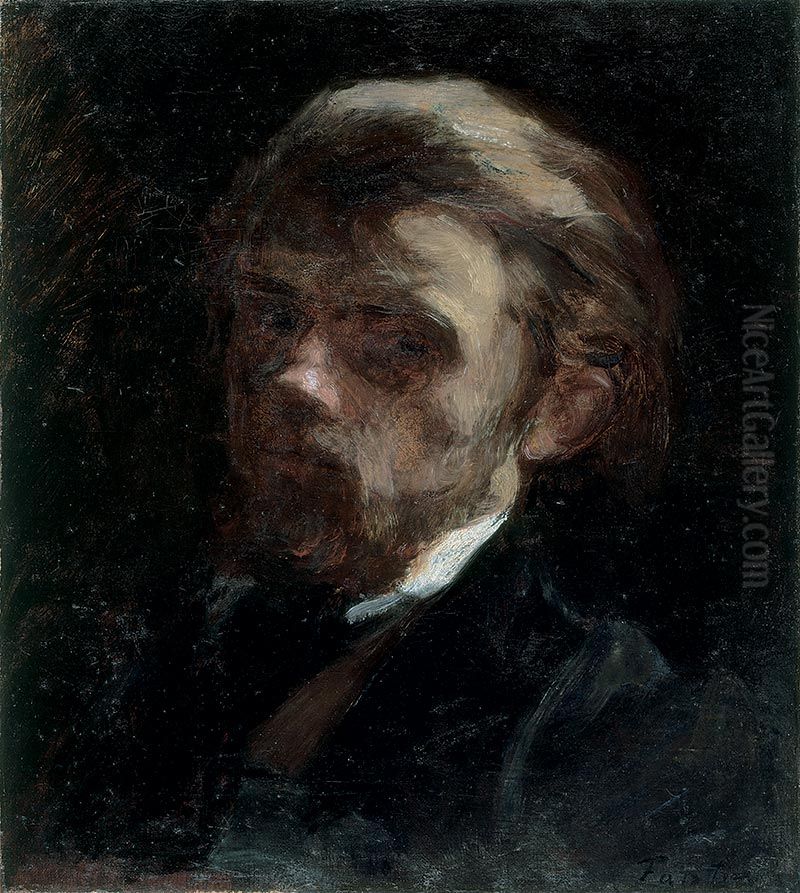 Autoportrait en buste, de trois quarts a gauche Oil Painting by Henri Fantin-Latour
