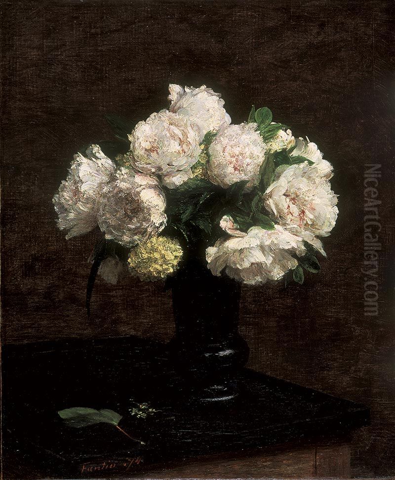Pivoines blanches et boules-de-neige Oil Painting by Henri Fantin-Latour