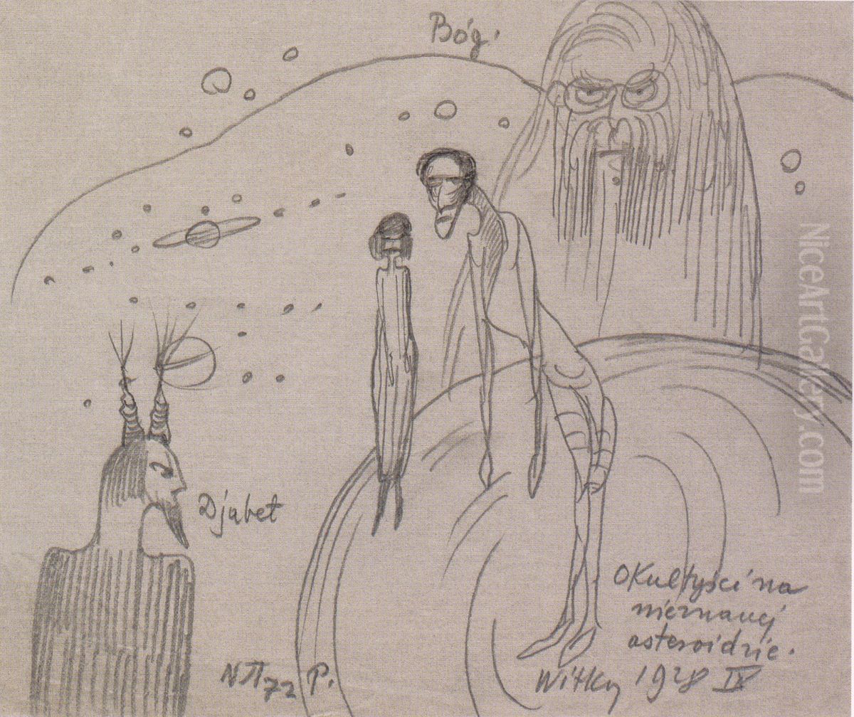 Occultists on an unknown asteroid Oil Painting by Stanislaw Ignacy Witkiewicz (Witkacy)