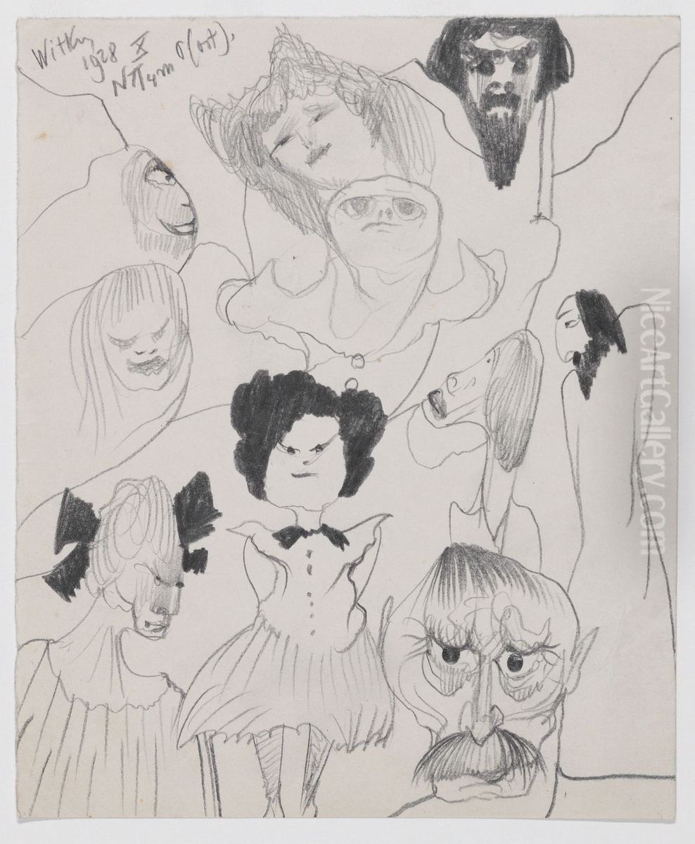 Kompozycja  z dziewiecioma postaciami Oil Painting by Stanislaw Ignacy Witkiewicz (Witkacy)