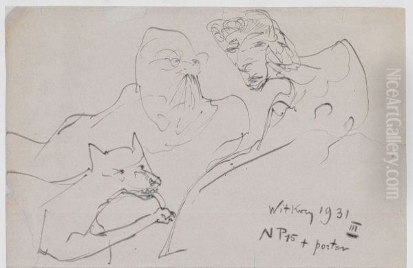 Two people with a dog Oil Painting by Stanislaw Ignacy Witkiewicz