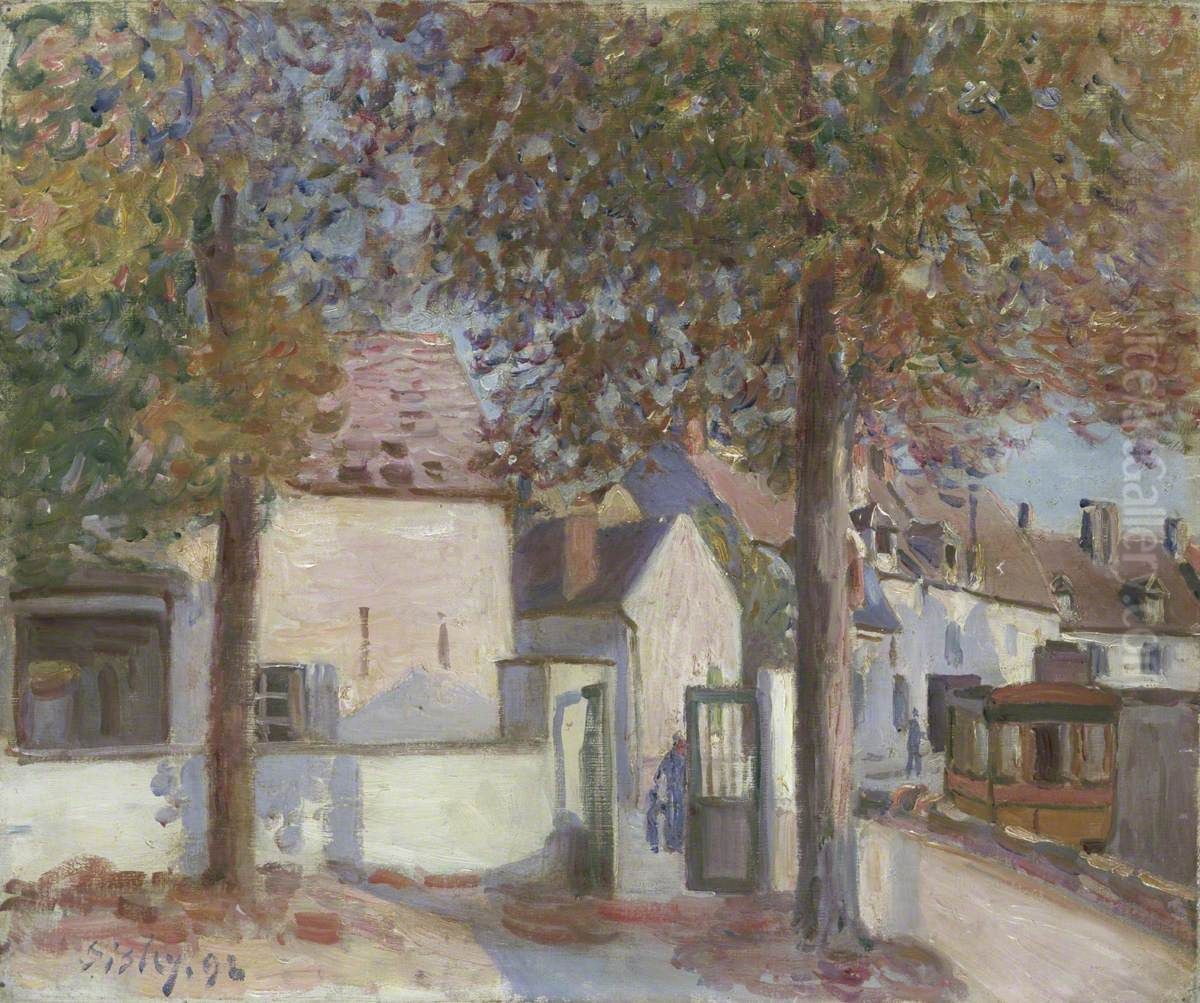 Moret-sur-Loing (Rue des Fosses) Oil Painting by Alfred Sisley