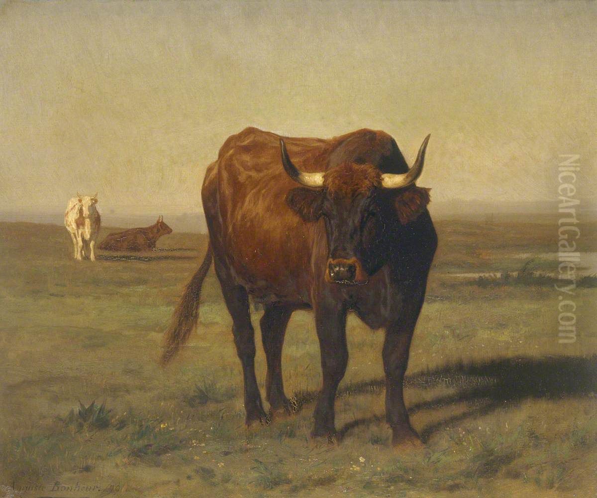 Cattle in Landscape Oil Painting by Auguste Bonheur