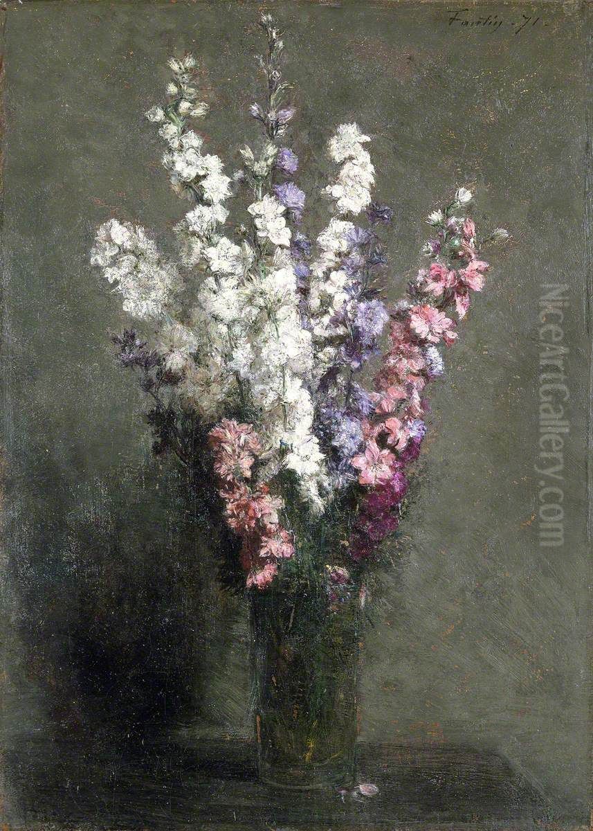 Larkspurs Oil Painting by Henri Fantin-Latour