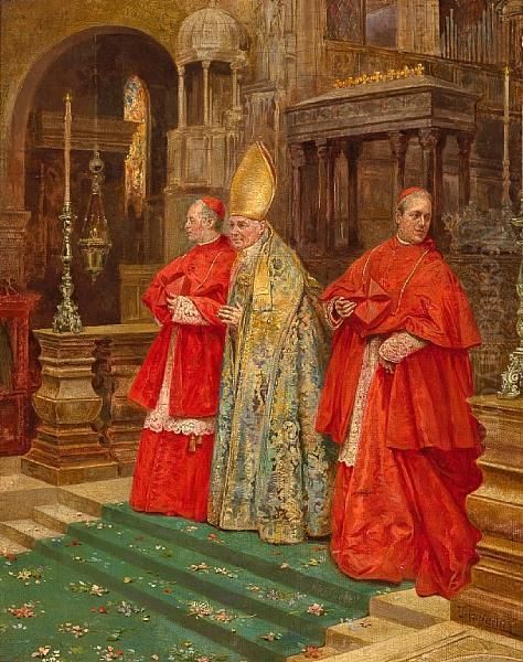 Saying Mass Oil Painting by Umberto Cacciarelli