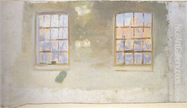Et rum med store vinduer. Studie. Oil Painting by Anna Ancher