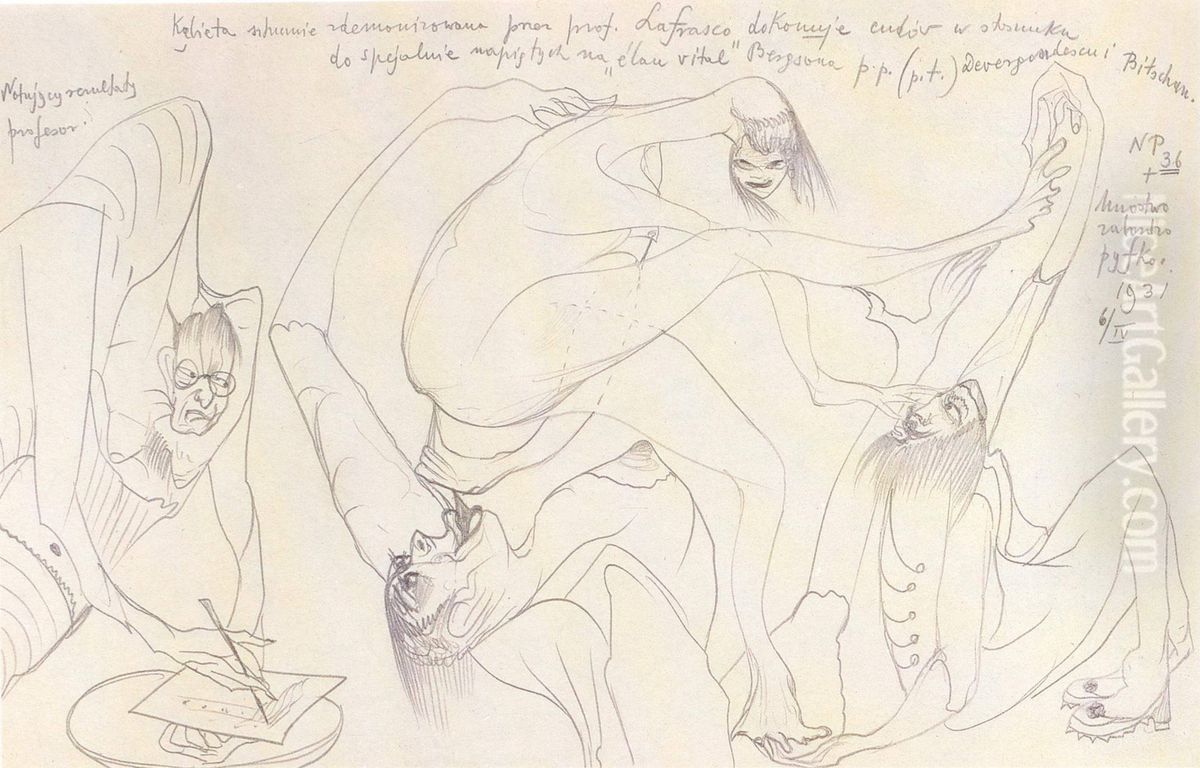 Artificially demonized woman Oil Painting by Stanislaw Ignacy Witkiewicz (Witkacy)