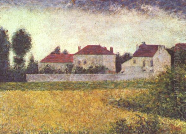Ville d'Avray, white houses Oil Painting by Georges Seurat