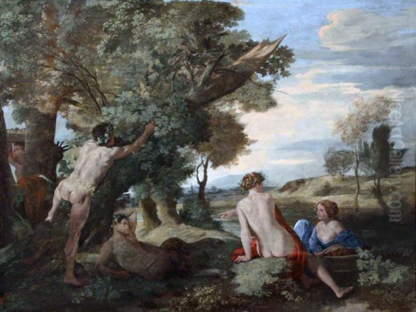 Landscape with Nymphs and Satyrs Oil Painting by Nicolas Poussin