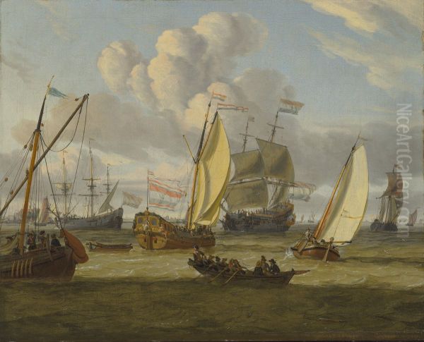 Verschillende schepen in een frisse bries Oil Painting by Abraham Storck