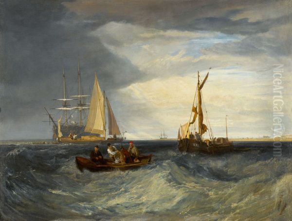 Purfleet and the Essex Shore as seen from Long Reach Oil Painting by J. M. W. Turner