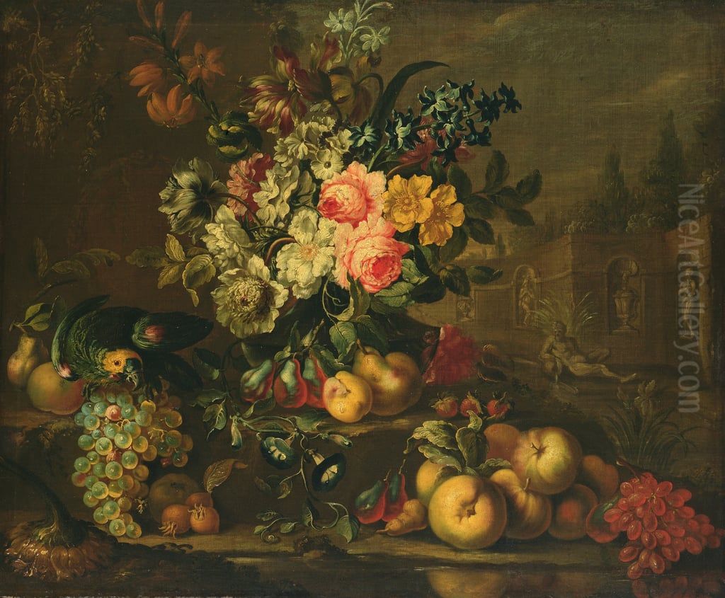 Flowers and fruits Oil Painting by Franz Werner Tamm