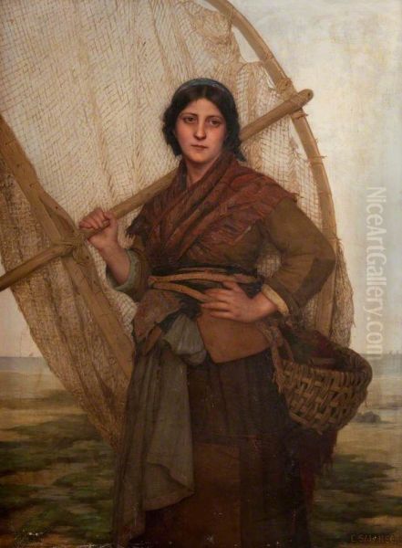 The Shrimp Fisher Oil Painting by Eugenie Marie Salanson