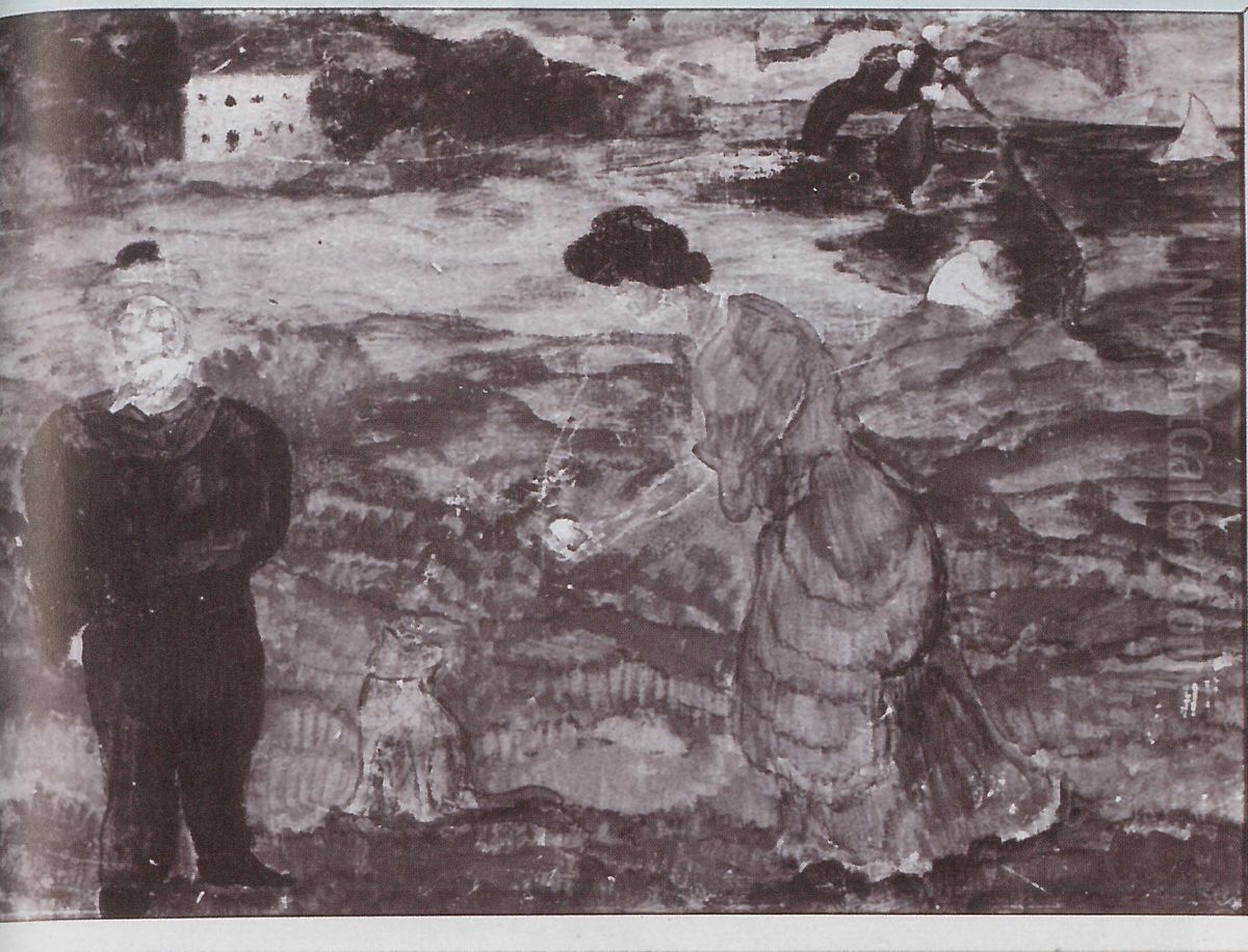Scena w nadmorskim pejzazu Oil Painting by Stanislaw Ignacy Witkiewicz (Witkacy)